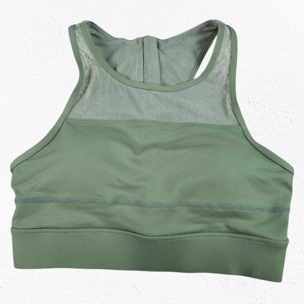 Zyia Active All-Star Sports Bra Sage Green Mesh Back Racerback Size Medium
